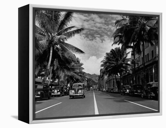 Street in Honolulu, Hawaii-null-Framed Premier Image Canvas