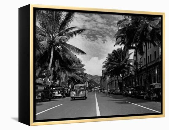 Street in Honolulu, Hawaii-null-Framed Premier Image Canvas