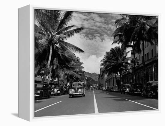 Street in Honolulu, Hawaii-null-Framed Premier Image Canvas