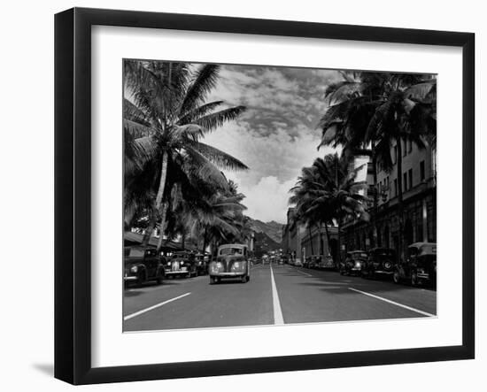 Street in Honolulu, Hawaii-null-Framed Premium Photographic Print