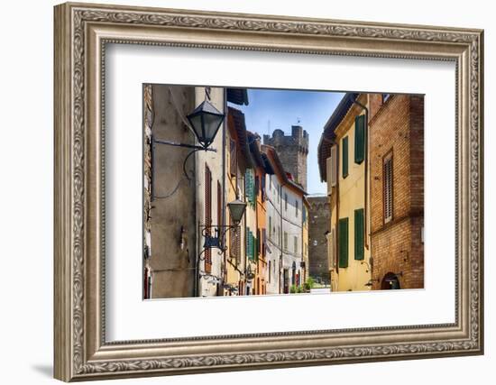 Street in Montalcino with the Castle Tower-George Oze-Framed Photographic Print