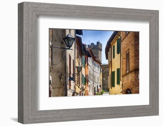 Street in Montalcino with the Castle Tower-George Oze-Framed Photographic Print