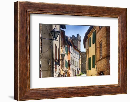 Street in Montalcino with the Castle Tower-George Oze-Framed Photographic Print