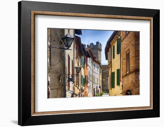 Street in Montalcino with the Castle Tower-George Oze-Framed Photographic Print