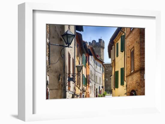 Street in Montalcino with the Castle Tower-George Oze-Framed Photographic Print