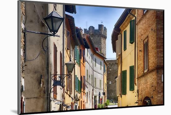 Street in Montalcino with the Castle Tower-George Oze-Mounted Photographic Print