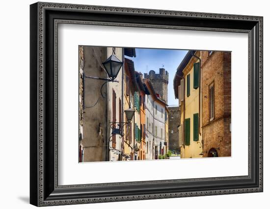 Street in Montalcino with the Castle Tower-George Oze-Framed Photographic Print