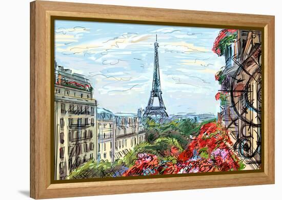 Street in Paris - Illustration-ZoomTeam-Framed Premier Image Canvas