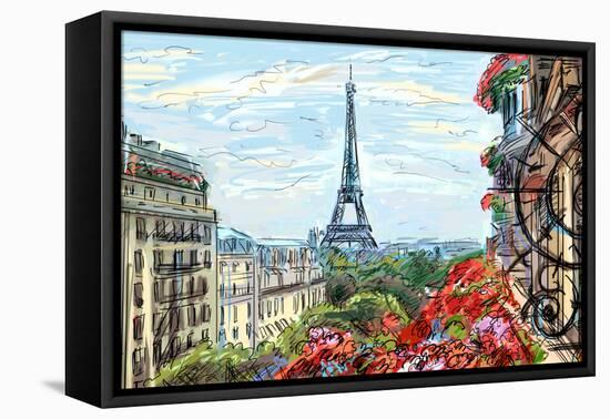 Street in Paris - Illustration-ZoomTeam-Framed Premier Image Canvas