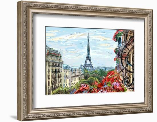 Street in Paris - Illustration-ZoomTeam-Framed Photographic Print