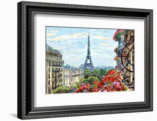 Street in Paris - Illustration-ZoomTeam-Framed Photographic Print