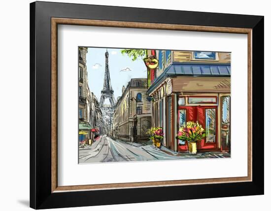 Street in Paris - Illustration-ZoomTeam-Framed Photographic Print