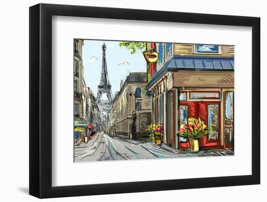 Street in Paris - Illustration-ZoomTeam-Framed Photographic Print