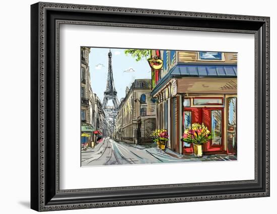 Street in Paris - Illustration-ZoomTeam-Framed Photographic Print