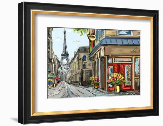 Street in Paris - Illustration-ZoomTeam-Framed Photographic Print