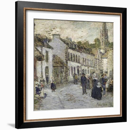 Street in Pont Aven in Evening-Childe Hassam-Framed Giclee Print