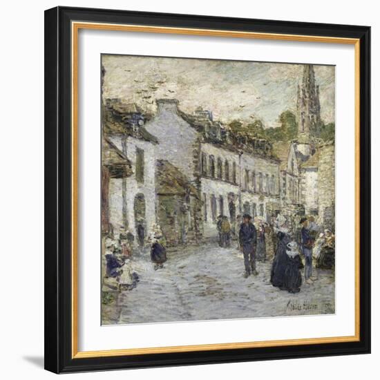 Street in Pont Aven in Evening-Childe Hassam-Framed Giclee Print