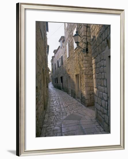 Street in Port of Stari Grad, Hvar Island, Dalmatia, Dalmatian Coast, Adriatic, Croatia, Europe-J P De Manne-Framed Photographic Print