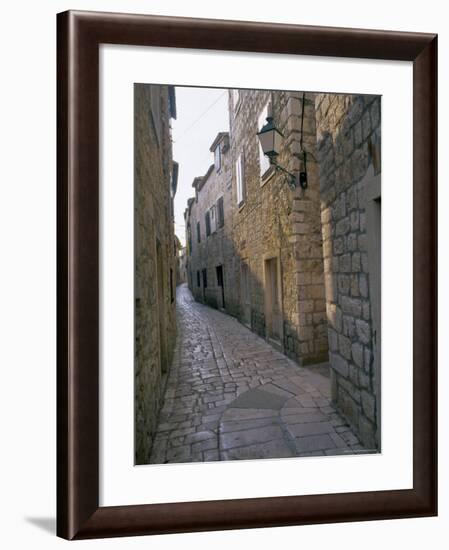 Street in Port of Stari Grad, Hvar Island, Dalmatia, Dalmatian Coast, Adriatic, Croatia, Europe-J P De Manne-Framed Photographic Print