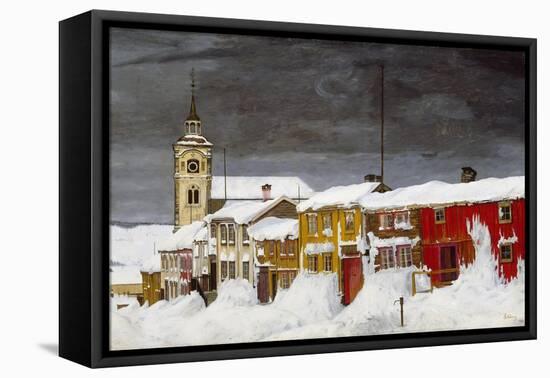 Street in Røros in Winter-Harald Sohlberg-Framed Premier Image Canvas