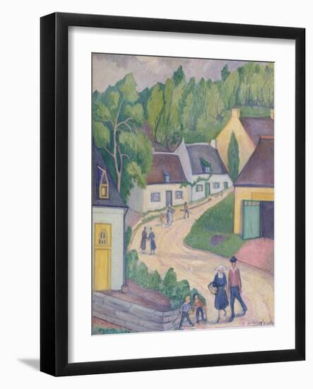 Street in St. Nicolas-du-Pelem, Brittany, c.1933-Stanislawa de Karlowska-Framed Giclee Print