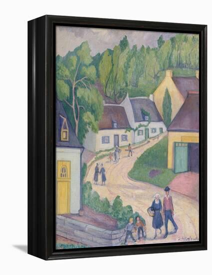 Street in St. Nicolas-du-Pelem, Brittany, c.1933-Stanislawa de Karlowska-Framed Premier Image Canvas