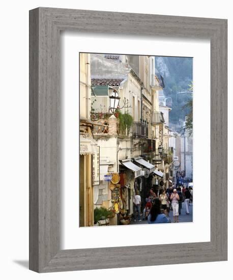 Street in Taormina, Sicily, Italy, Europe-Levy Yadid-Framed Photographic Print