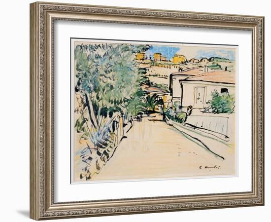 Street in Villefranche, c.1927-George Leslie Hunter-Framed Giclee Print