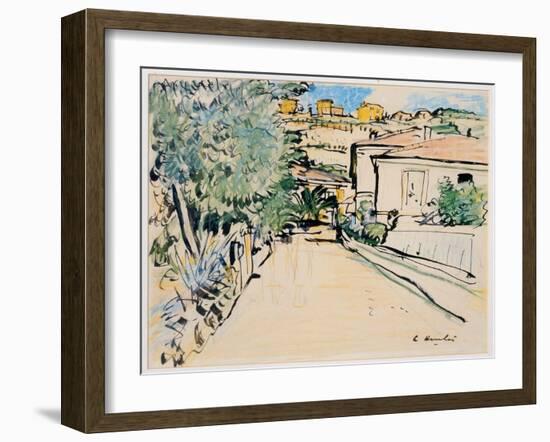 Street in Villefranche, c.1927-George Leslie Hunter-Framed Giclee Print