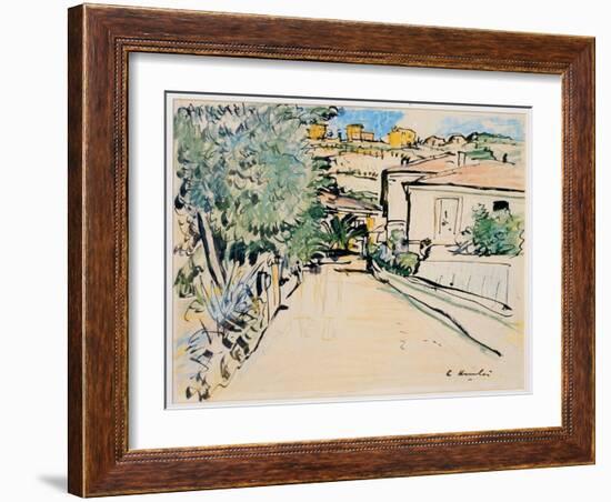 Street in Villefranche, c.1927-George Leslie Hunter-Framed Giclee Print