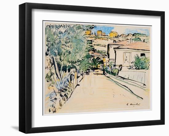 Street in Villefranche, c.1927-George Leslie Hunter-Framed Giclee Print