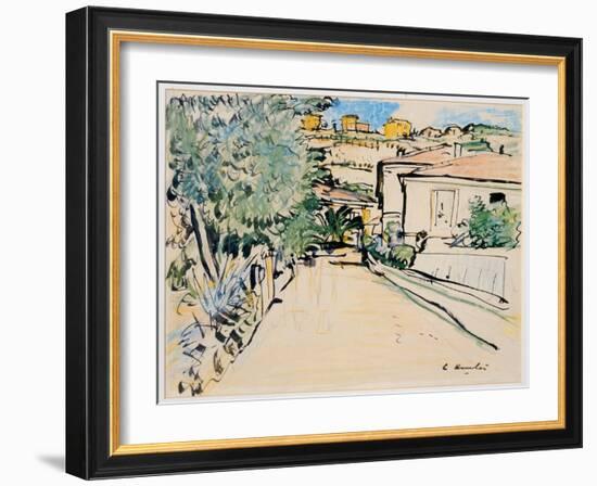 Street in Villefranche, c.1927-George Leslie Hunter-Framed Giclee Print