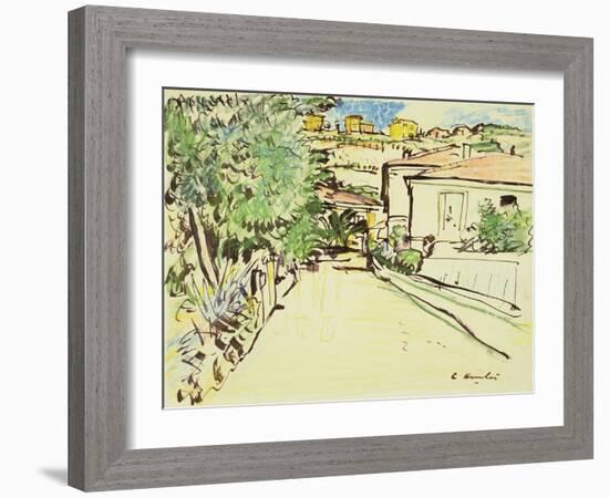 Street in Villefranche, c.1927-George Leslie Hunter-Framed Giclee Print