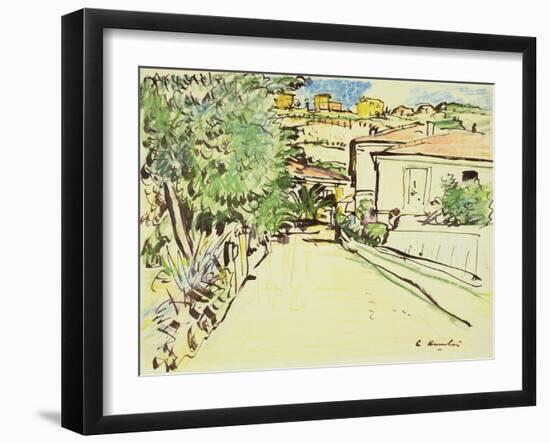 Street in Villefranche, c.1927-George Leslie Hunter-Framed Giclee Print