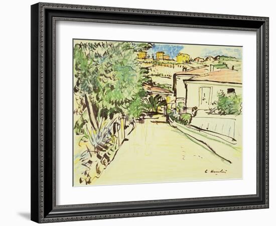 Street in Villefranche, c.1927-George Leslie Hunter-Framed Giclee Print