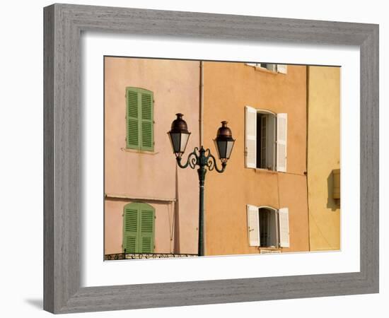 Street Lamp and Windows, St. Tropez, Cote d'Azur, Provence, France, Europe-John Miller-Framed Photographic Print