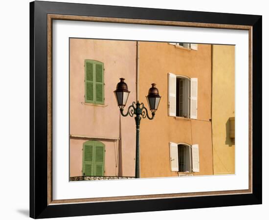 Street Lamp and Windows, St. Tropez, Cote d'Azur, Provence, France, Europe-John Miller-Framed Photographic Print