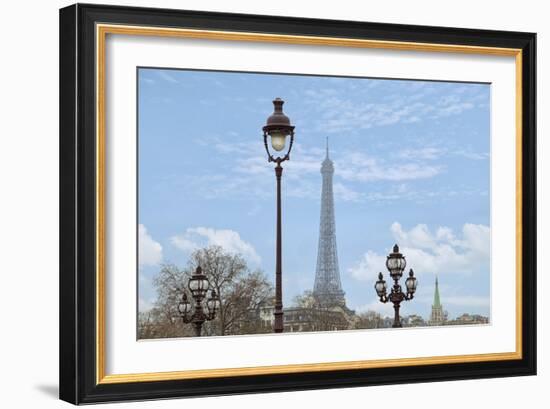 Street Lamps And Eiffel Tower-Cora Niele-Framed Giclee Print