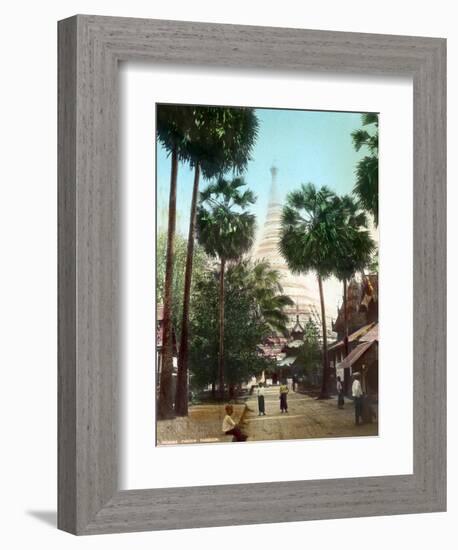 Street Leading Towards the Shwedagon Pagoda, Rangoon, Burma, Late 19th or Early 20th Century-null-Framed Giclee Print