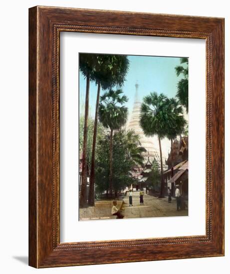 Street Leading Towards the Shwedagon Pagoda, Rangoon, Burma, Late 19th or Early 20th Century-null-Framed Giclee Print