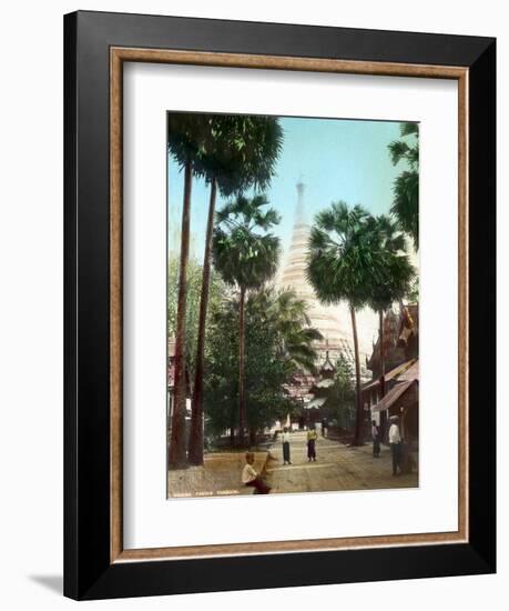 Street Leading Towards the Shwedagon Pagoda, Rangoon, Burma, Late 19th or Early 20th Century-null-Framed Giclee Print