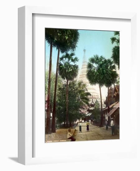 Street Leading Towards the Shwedagon Pagoda, Rangoon, Burma, Late 19th or Early 20th Century-null-Framed Giclee Print