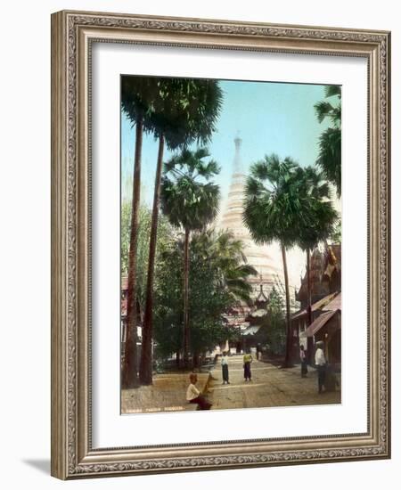 Street Leading Towards the Shwedagon Pagoda, Rangoon, Burma, Late 19th or Early 20th Century-null-Framed Giclee Print