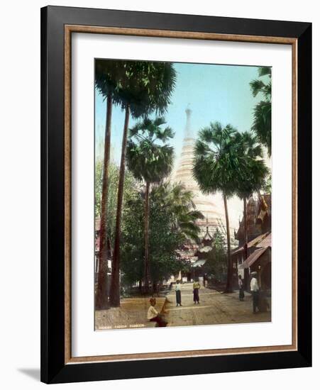 Street Leading Towards the Shwedagon Pagoda, Rangoon, Burma, Late 19th or Early 20th Century-null-Framed Giclee Print