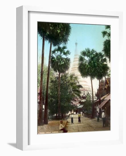 Street Leading Towards the Shwedagon Pagoda, Rangoon, Burma, Late 19th or Early 20th Century-null-Framed Giclee Print