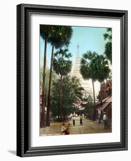 Street Leading Towards the Shwedagon Pagoda, Rangoon, Burma, Late 19th or Early 20th Century-null-Framed Giclee Print