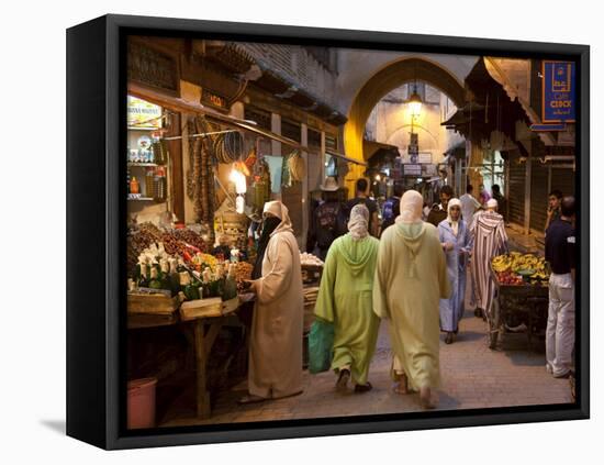 Street Life on Talaa Kbira in the Old Medina of Fes, Morocco-Julian Love-Framed Premier Image Canvas