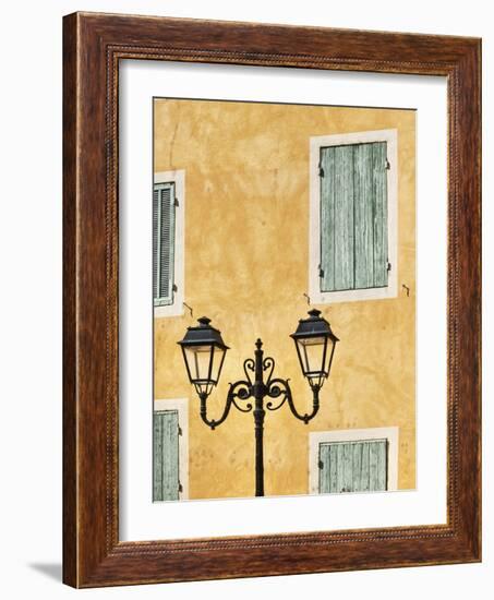 Street Light and Typical Provencal Architecture in Orange-Jonathan Hicks-Framed Photographic Print