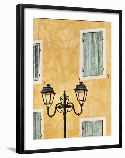 Street Light and Typical Provencal Architecture in Orange-Jonathan Hicks-Framed Photographic Print