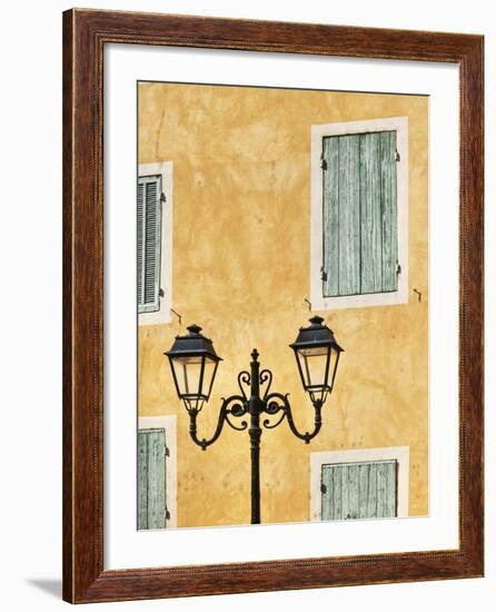 Street Light and Typical Provencal Architecture in Orange-Jonathan Hicks-Framed Photographic Print